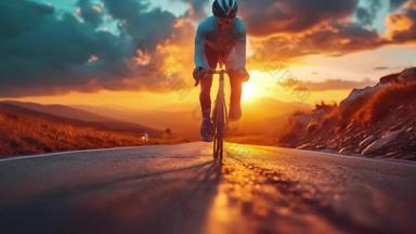 自行车骑手休闲奋斗人生正能量